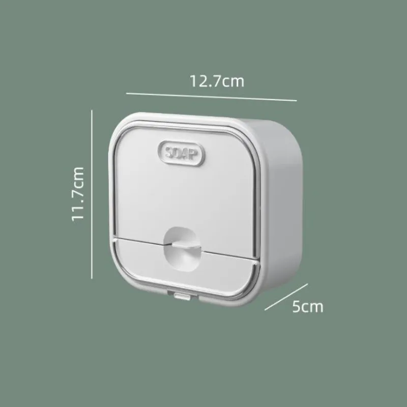 Bathroom Drain Soap Box Punch-free Wall-mounted with Lid Toilet Household Laundry Soap Storage Rack Flip Hidden Soap Box