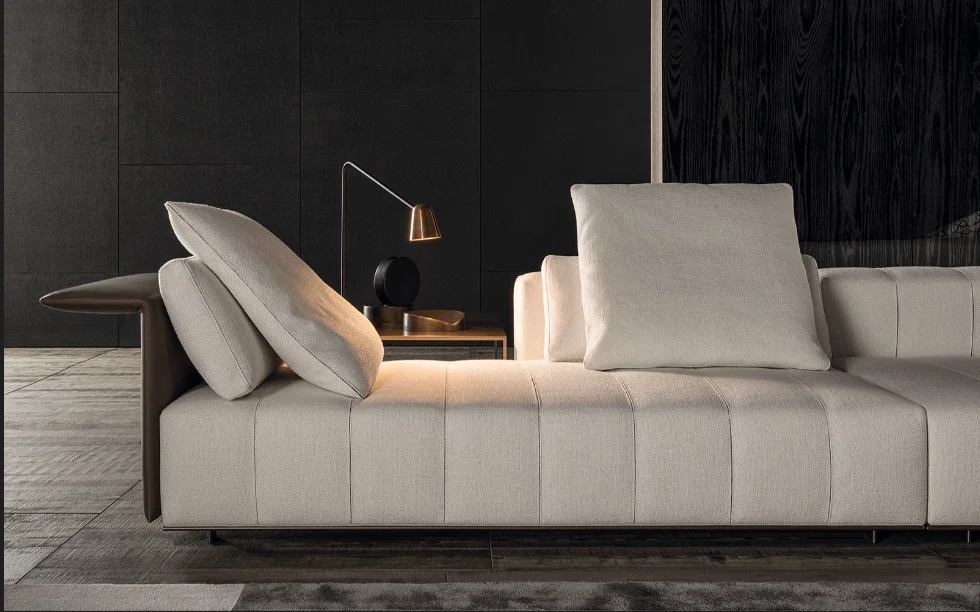 Light Luxury Cream Wabi-sabi Living Room Frosted Velvet Small Apartment Designer Straight Row Multi-seat Fabric Sofa