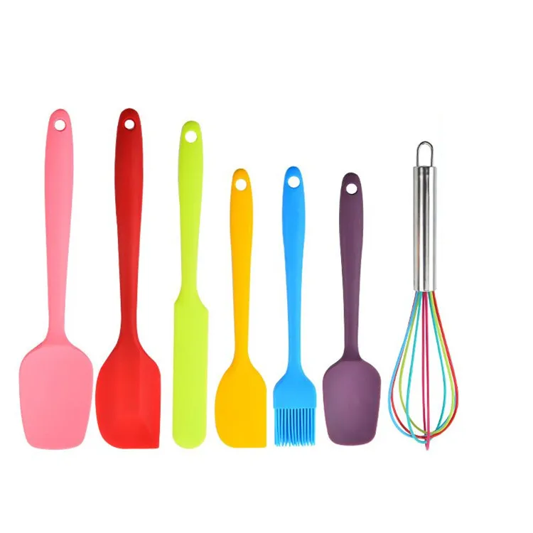 7 piece new BPA free personalized silicone spatula & spoonula set