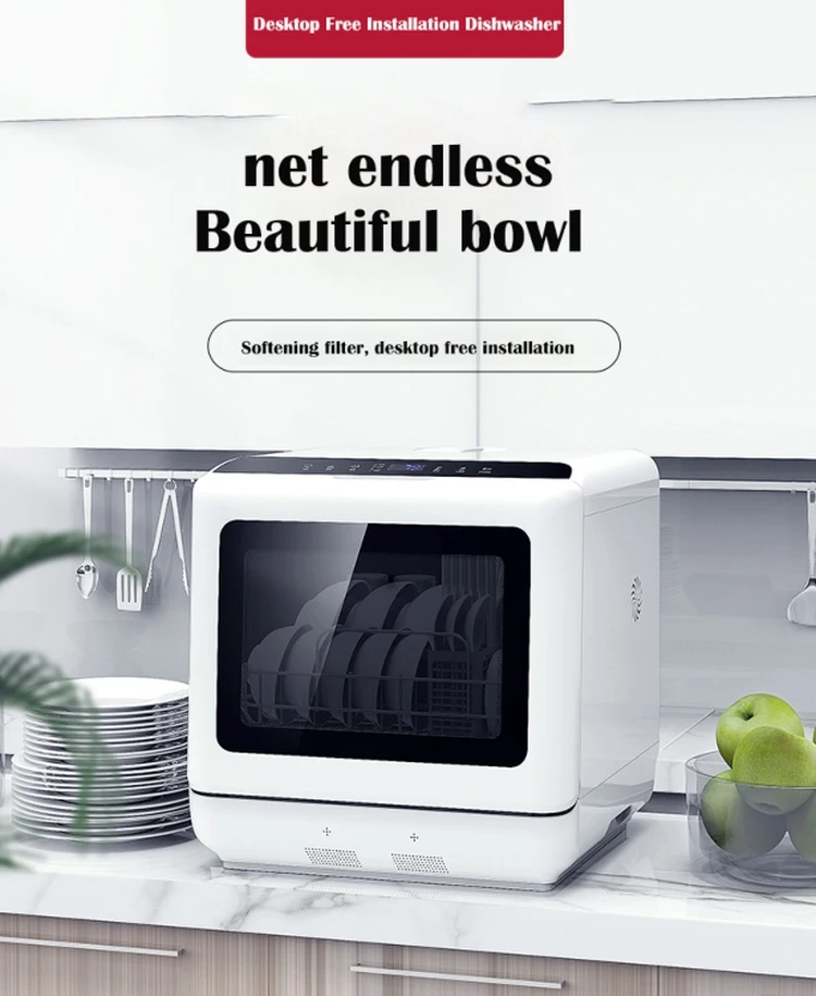 Automatic Dishwasher Machine Desktop Table Top Kitchen Dishes Countertop Dishwasher for Household