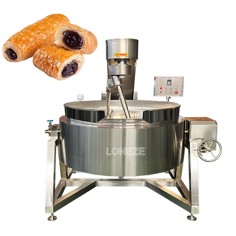 China Factory Gas Heating Automatic Cooking Kettle Planetary Mixer wok Tilting Cooking Mixer Machine for Fruit Jam