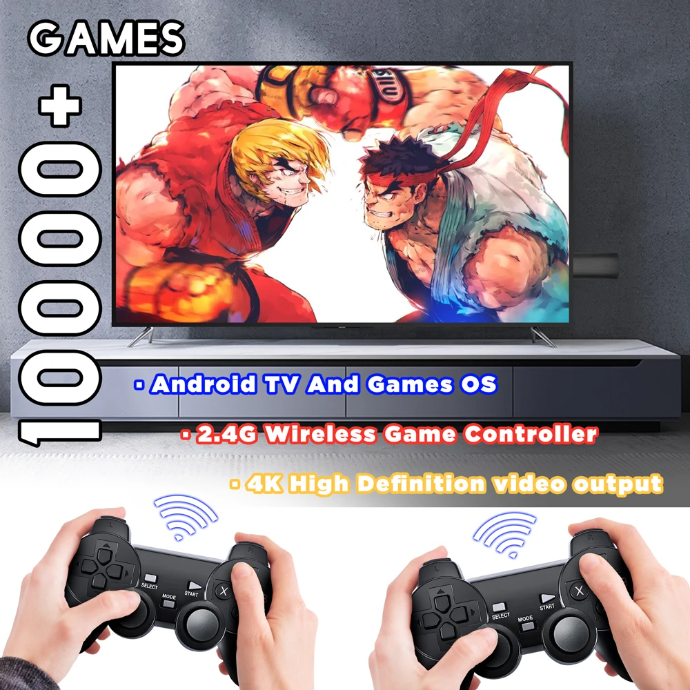 ELEBAO D6G Retro Game TV Stick 64GB 10000 Game x2 Lite Juegos Gamepad Video 4K Game Stick