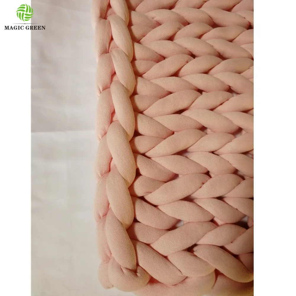 stock 100% COTTON SEAMLESS D2-3cm machine washable roving yarn filled tube braid hand knit yarn fabric  thick heavy blanket