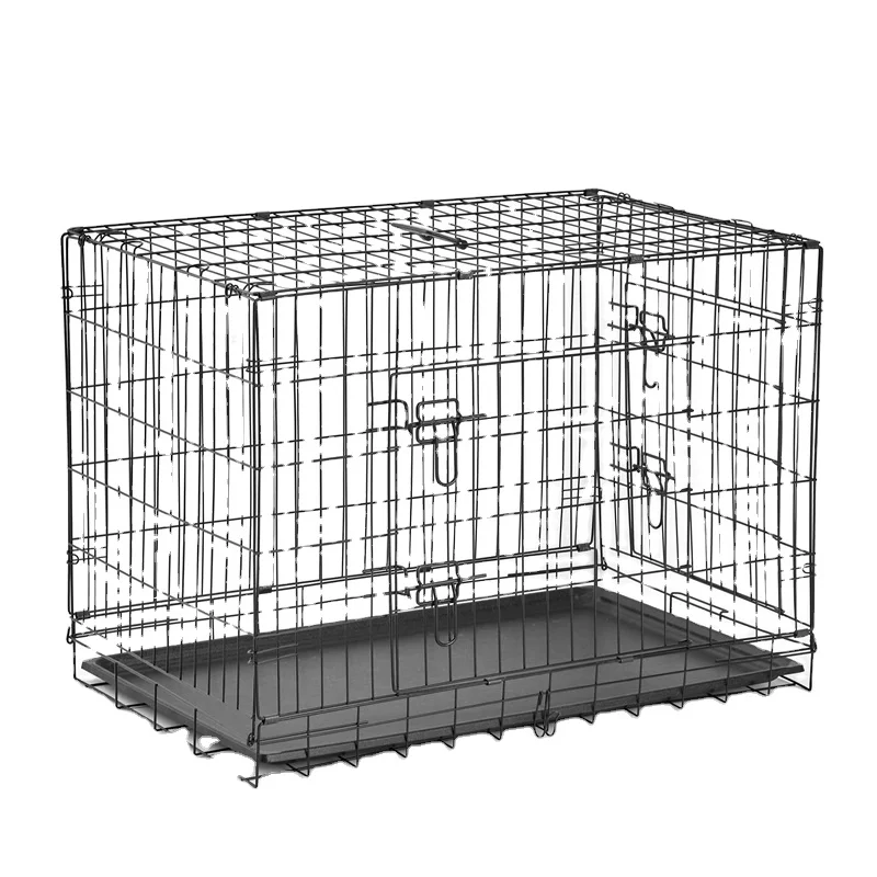 Wholesale Pet Cages Durable Outdoor Indoor Black Metal Large Iron XXL Dog Crate 107cm in Living Room with Divider