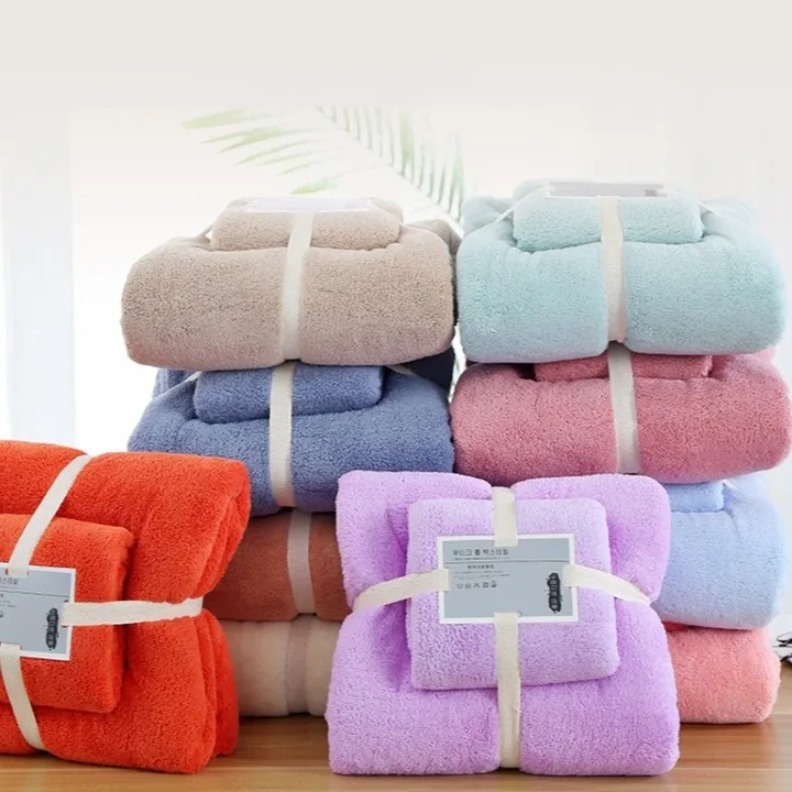 Customized personal care accessories coral fleece hair hand face body towel baby adult Bath Gift Set for sale