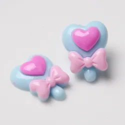 Sweet Heart Bowknot Lollipop Candy Resin Flatback Kawaii Craft Supplies Resin Cabochons Artificial  DIY Crafts Making