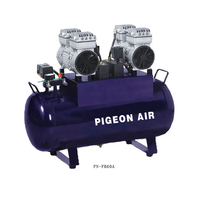 air flow 140L per min 1090w detal equipment use tank volume 60L mini quiet oil free silent dental air compressor