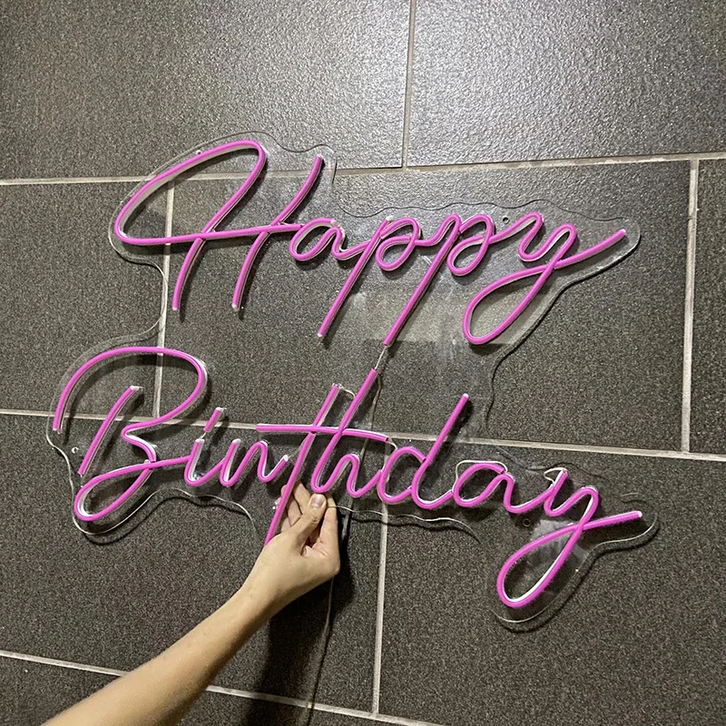 LED advertising neon signs happy Birthday LED Neon light for home wedding decoration