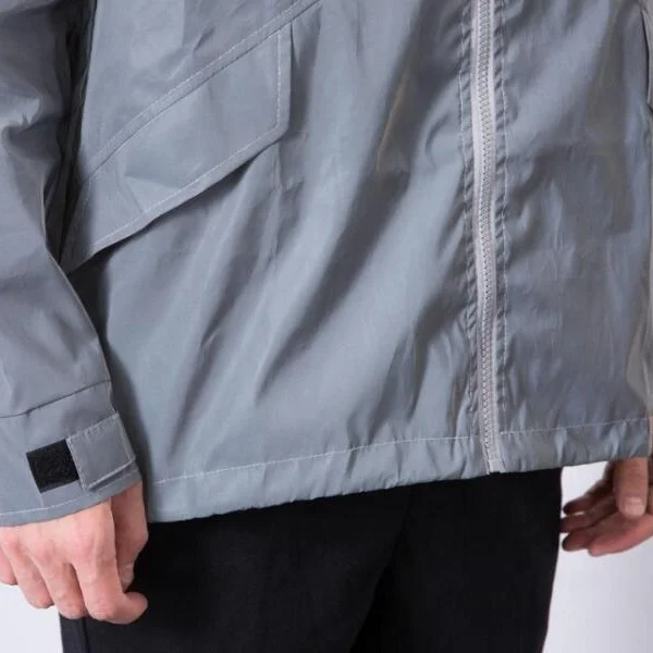 custom mens polyester reflective windbreaker jacket thin breathable mesh fabric patchwork gray man reflective waterproof jacket