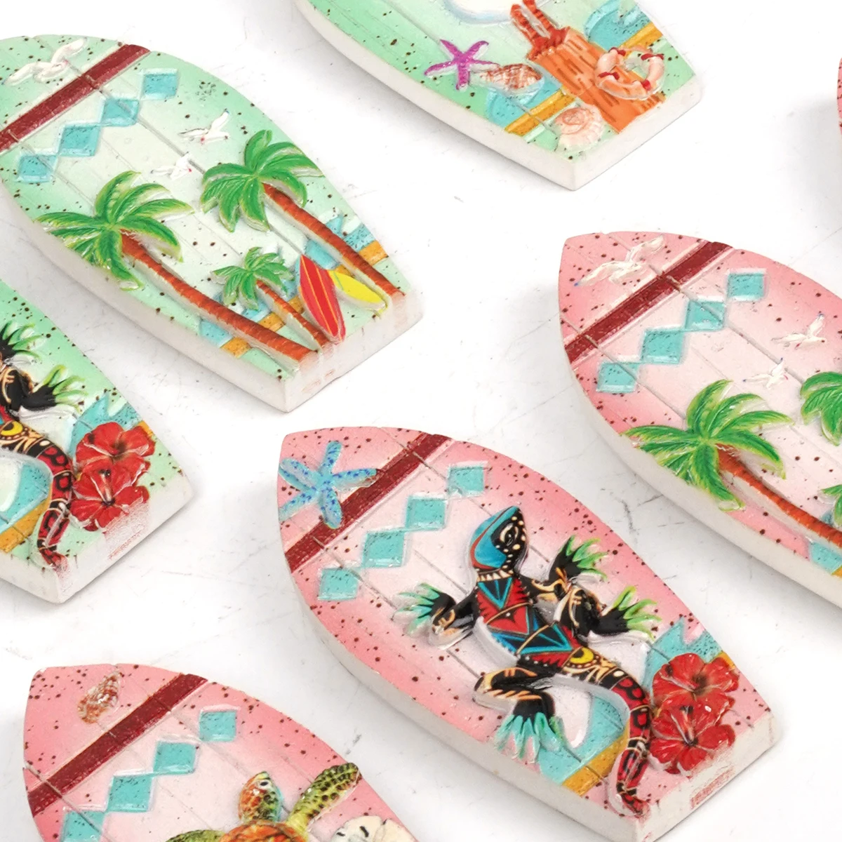 UV printed refrigerator resin landscape decoration beach tourism souvenir decoration coconut trees seagulls lizards, and turtles