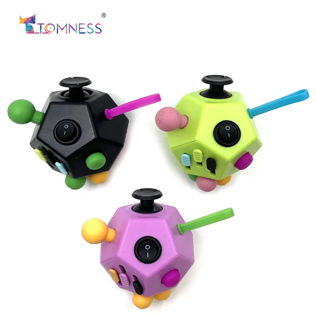 Fidget Cube 12 Sided Fidget Toy Depression Anti, Stress and Anxiety Relax Great Fidget Polyhedron  for Adults Kids