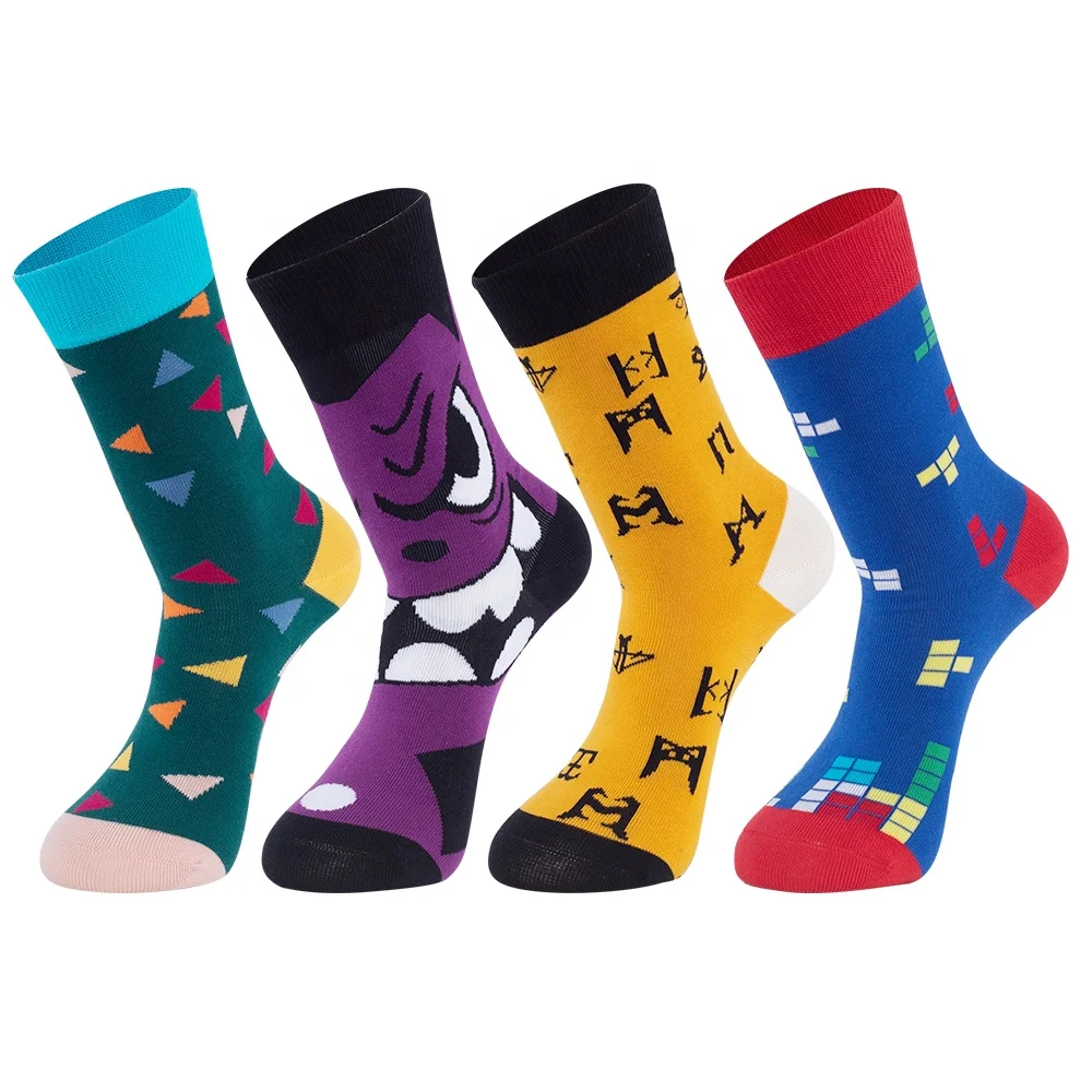 Дизайнерские мужские носки HEPOLILO, уникальные жаккардовые носки под заказ для скейтборда, модные мужские Веселые носки
