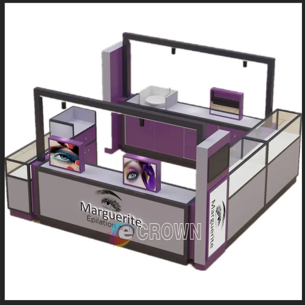 Fashion Party store Supplied Furnishing booth mdf Led Light eyebrow eyelash pencil kiosk ODM