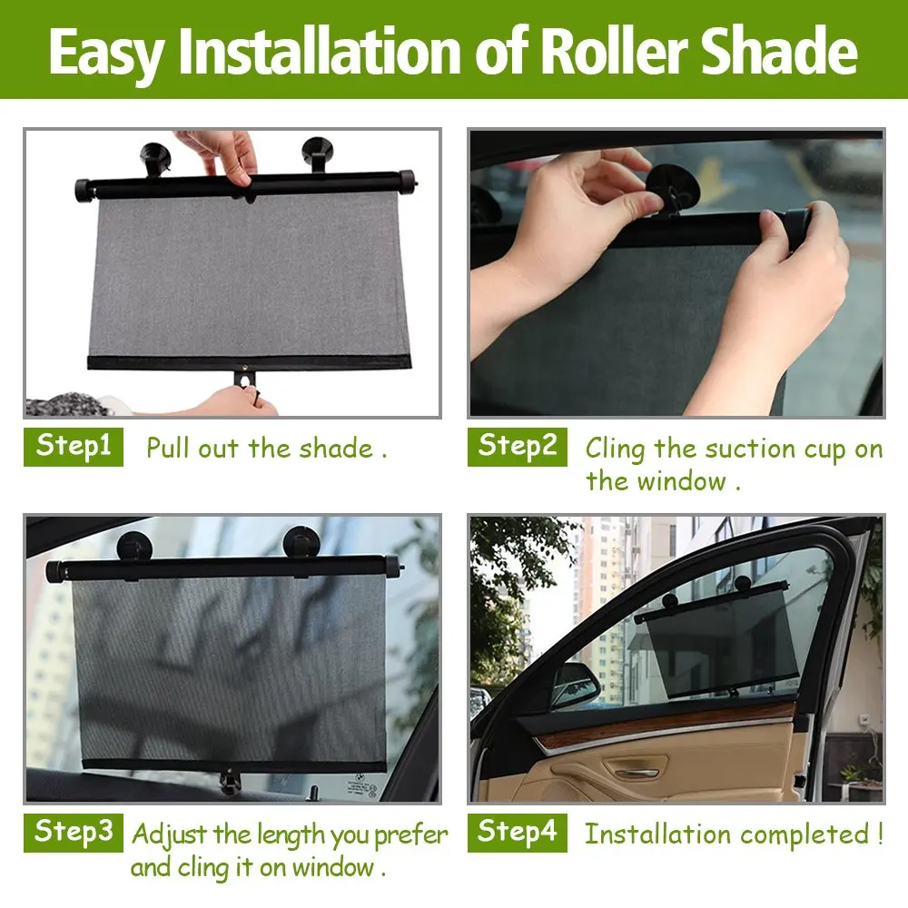 Remote Control Automatic Car Sunshade Roller Car Sun Shade 2 Pack