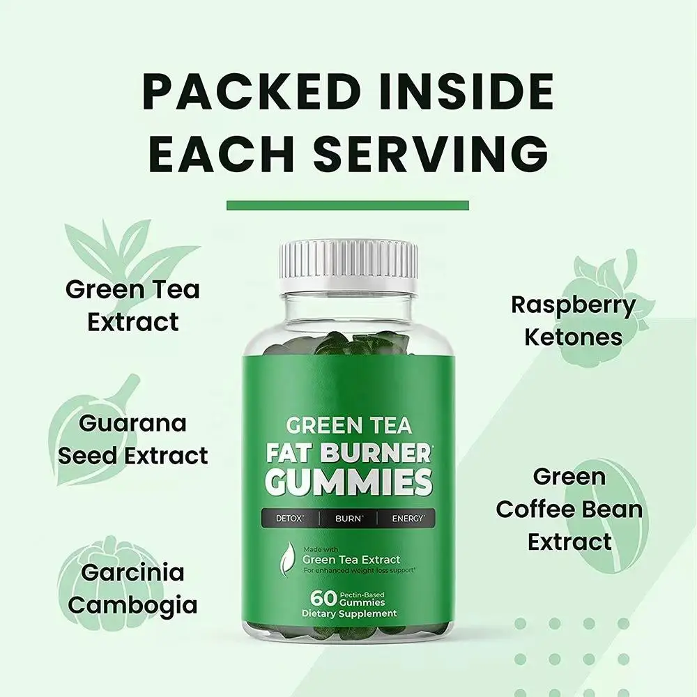 Metabolism Support Green Tea Capsules Fat Burner Matcha Gummy Bears Energy Booster Green Tea Extract Supplement