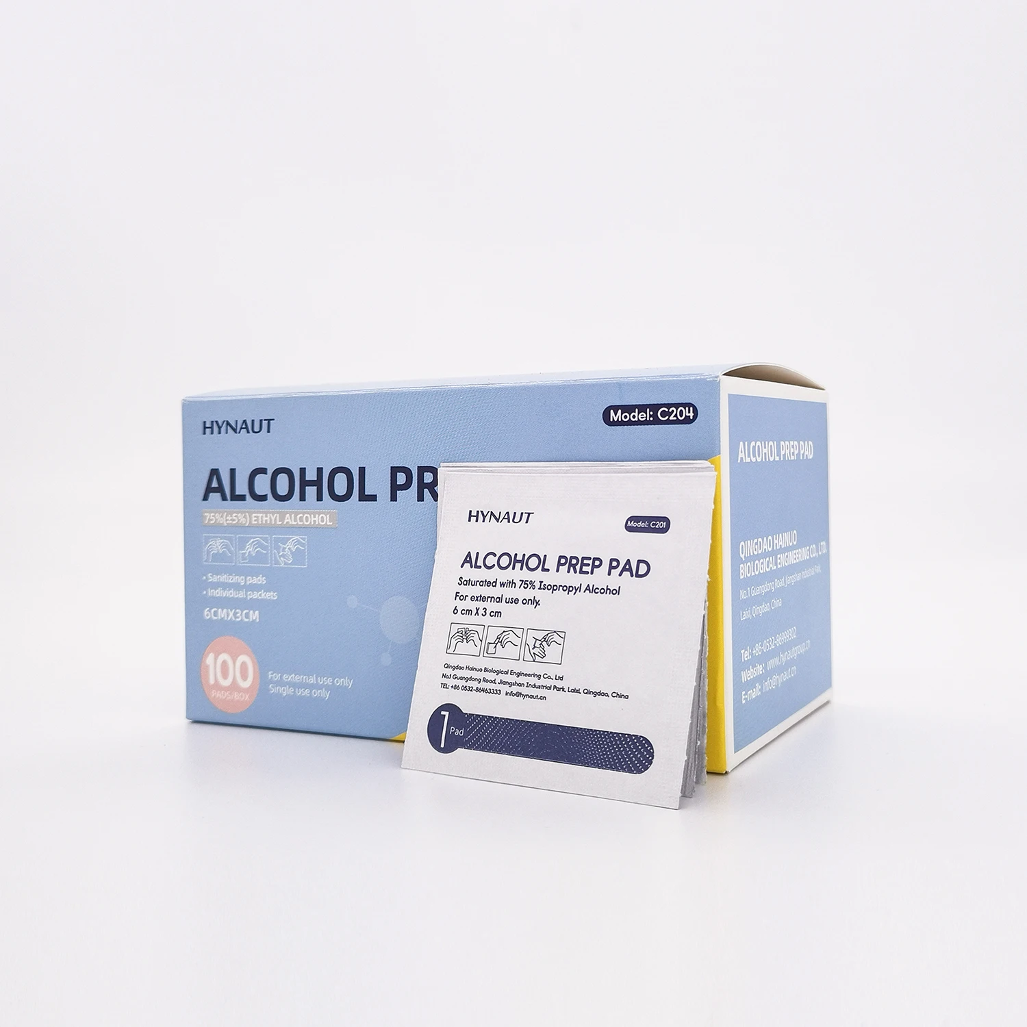 Qingdao Hainuo non-woven disinfection CE medical with logo 70% 75% Alcohol Prep Pad