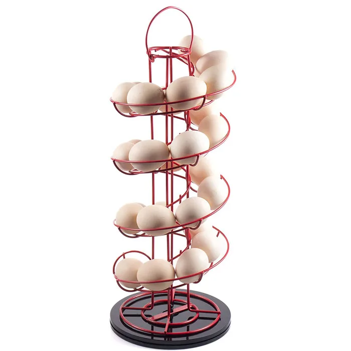 Kitchen 3 Tiers Metal Wire Egg Holder Stand with Storage Basket