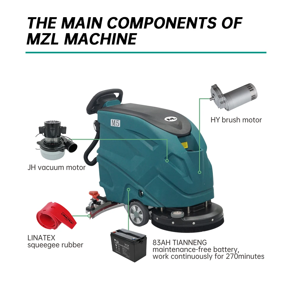 Floor Cleaning Machine 50L Clean Water Tank Mini Floor Scrubber