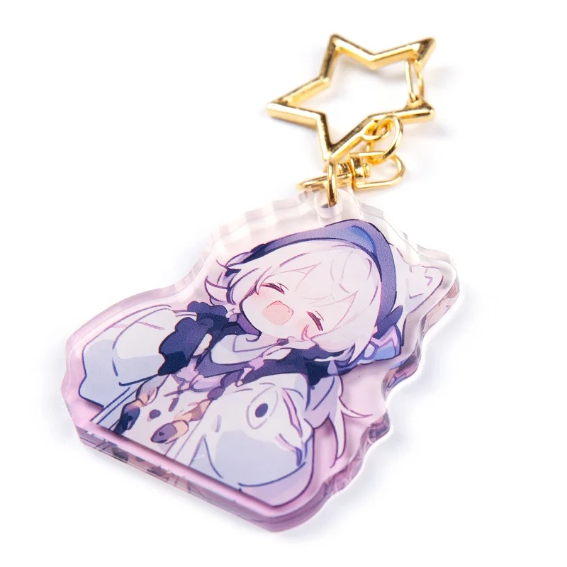 No Moq Cheap Custom Acrylic Keychain Kpop Holographic Layered Glitter Double Sided Keychain Charm With Polished Edges Kpop