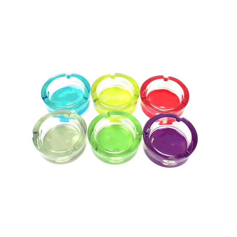 
Factory direct sales custom logo Glass ashtray round ashtray with mouth cartoon stick Fluorescent smoking ashtray 