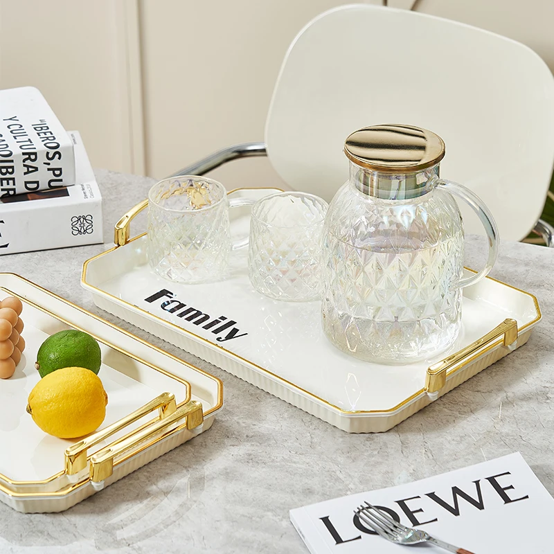 3-in-1 Rotundity PET home living room coffee table snack plate Plastic transparent gilded edge dry fruit tray set