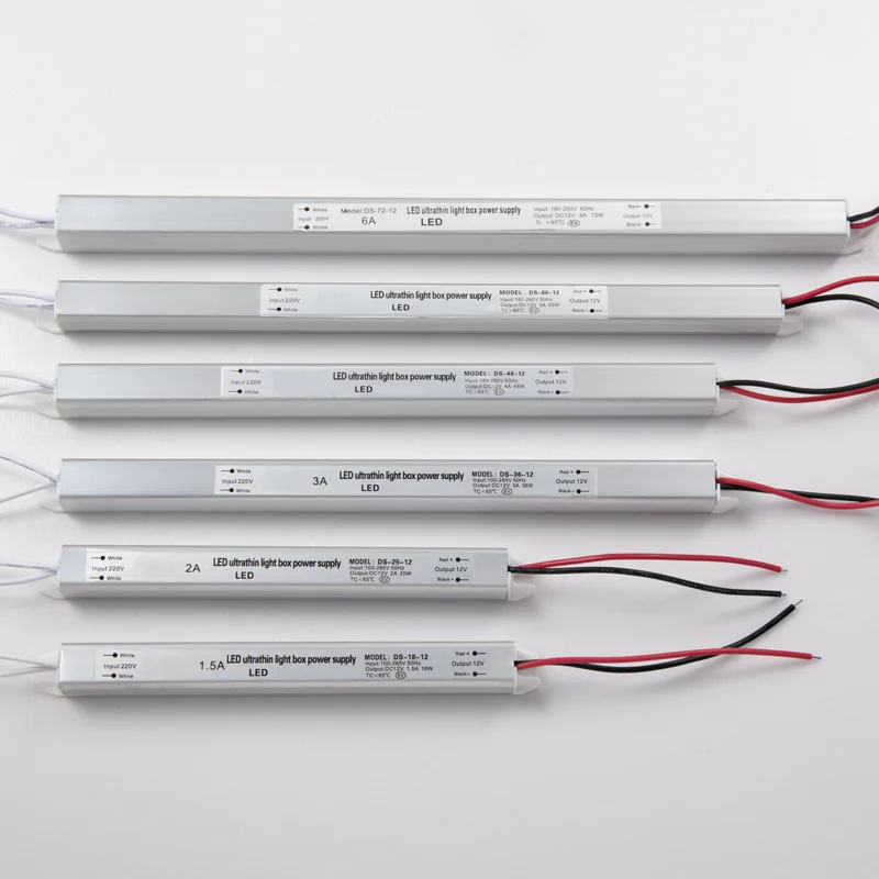 Switching Power Supply Dc12v 24v  1A 2A 3A 4A 5A 6A IP20 Ultra slim lighting box Power supply 18W 24W 36W 48W 60W 72W led driver