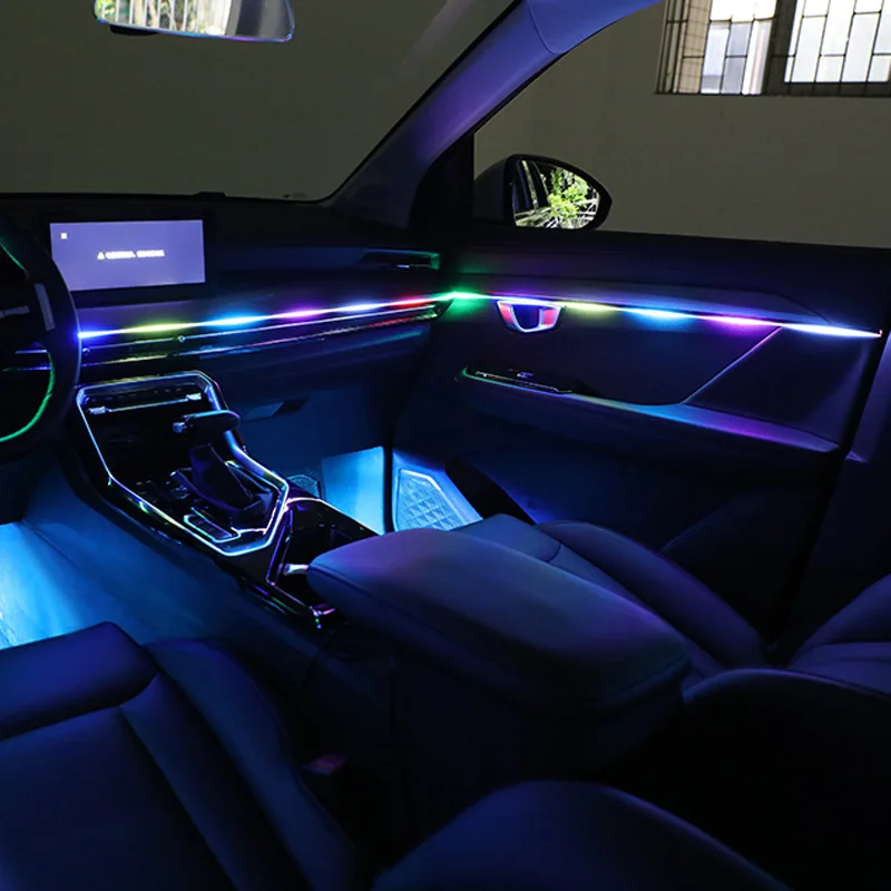 Car music led ambient light 7 colors colorful symphony led atmosphere light car rgb acrylic strips interior ambient light