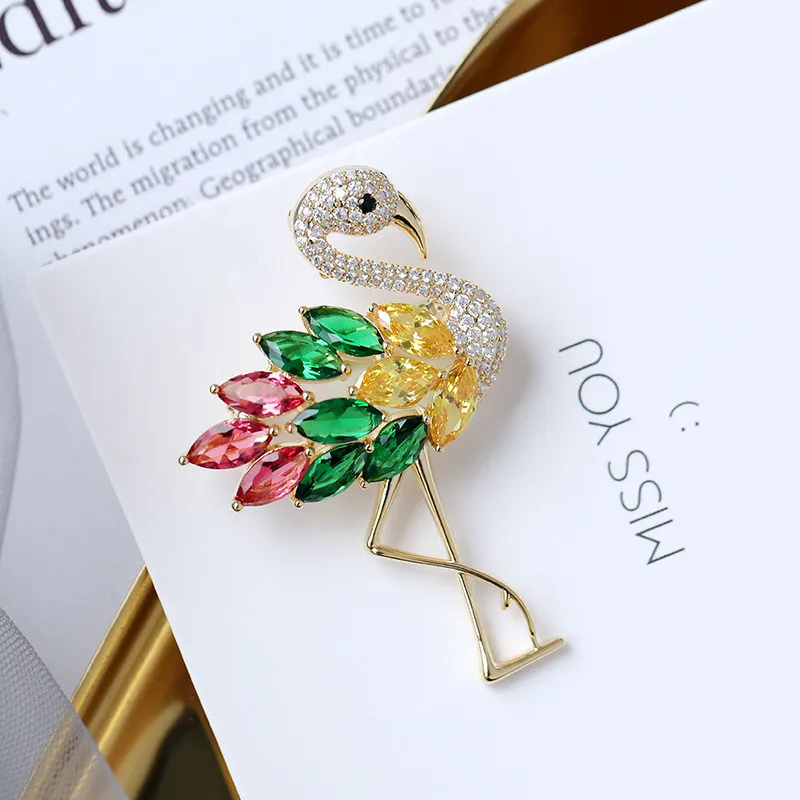 New Style Rhinestone Brooch Wholesale Swan Pink Suit Metal Accessories Collar Pin Jewelry Brooches