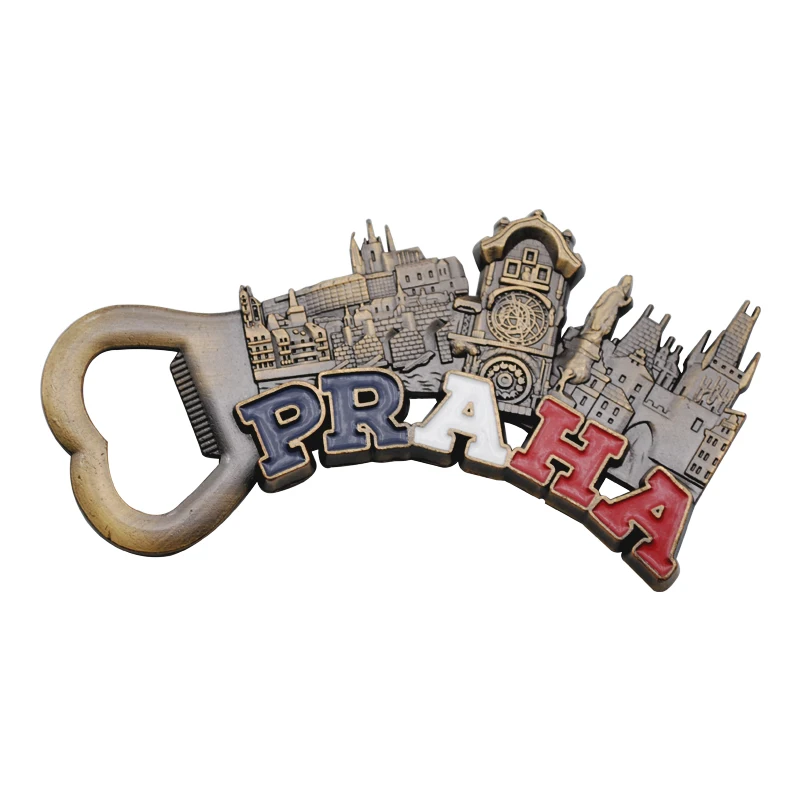 Antique Finished Metal Custom Prague Castle Souvenir Fridge Magnet for tourism Souvenir