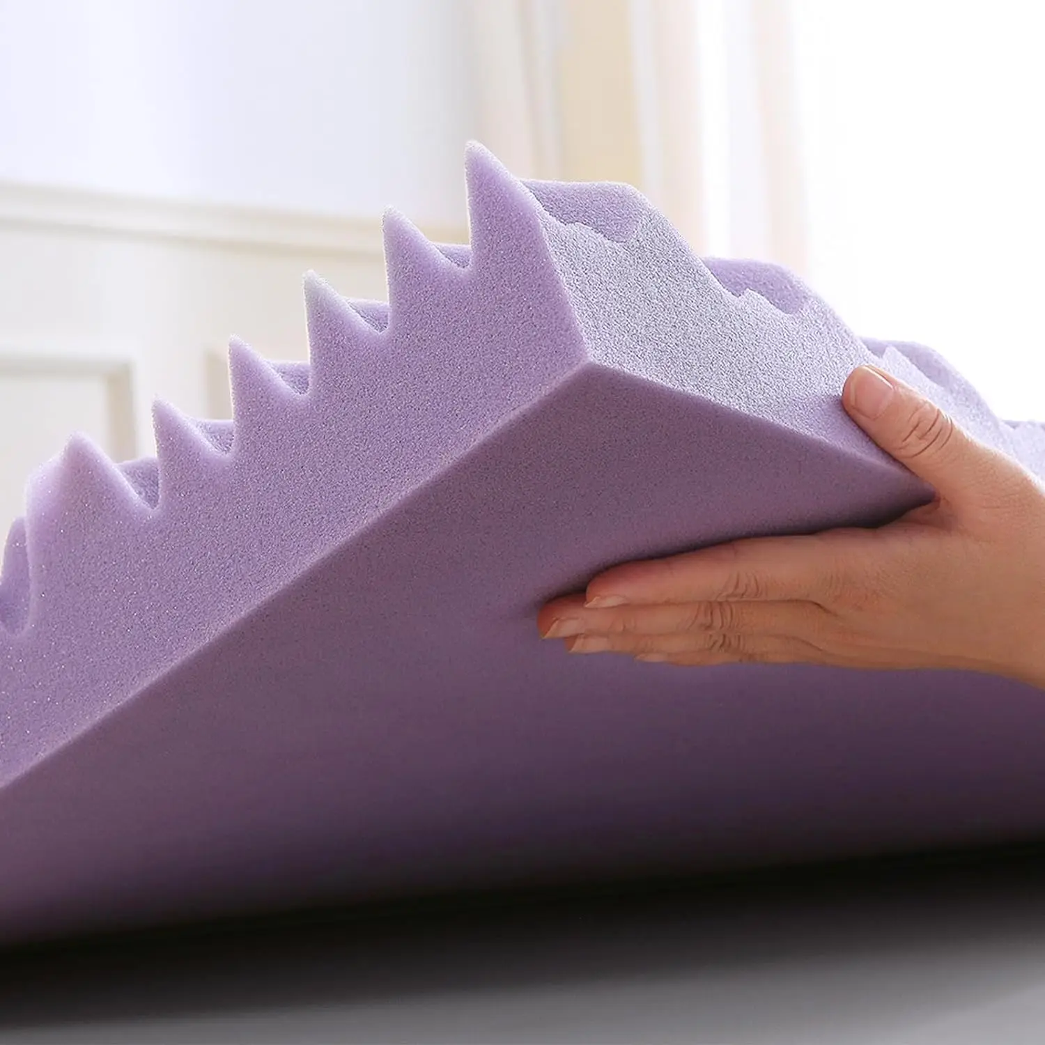 3 Inch 7-Zone Queen Size Lavender Mattress Topper Single Egg Crate Foam with Cooling Gel Infused Cotton & Fabric Mattress Pad