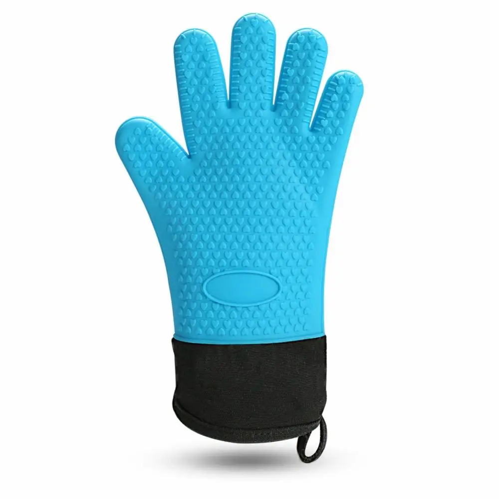 Baking and Grilling Oven Mitts Silicone and Cotton Double-layer Heat Resistant Gloves Silicone Oven BBQ Gloves