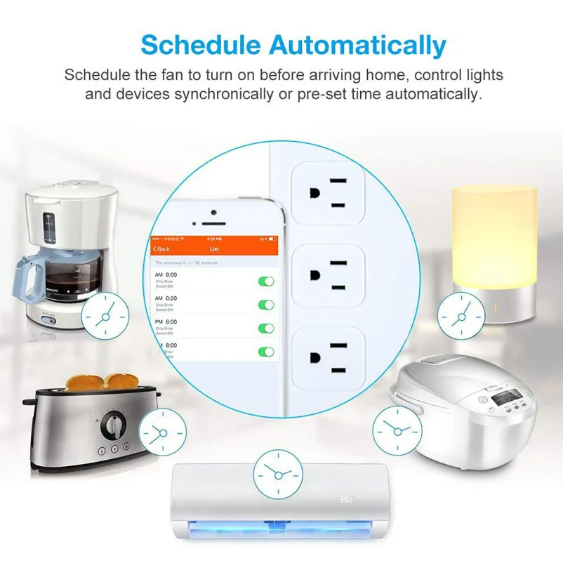 Chaoran Google Assistant Alexa Home Devices 4 USB Power Strip US Standard Extension Socket tuya