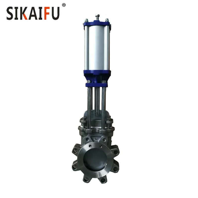 Stainless steel 8 Inch Wafer type Knife Gate Valve with Pneumatic Actuator