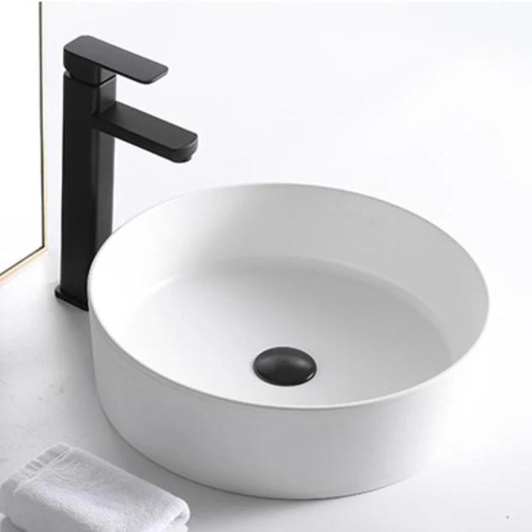 Bathroom hand wash basin solid surface stone sanitary ware white sinks