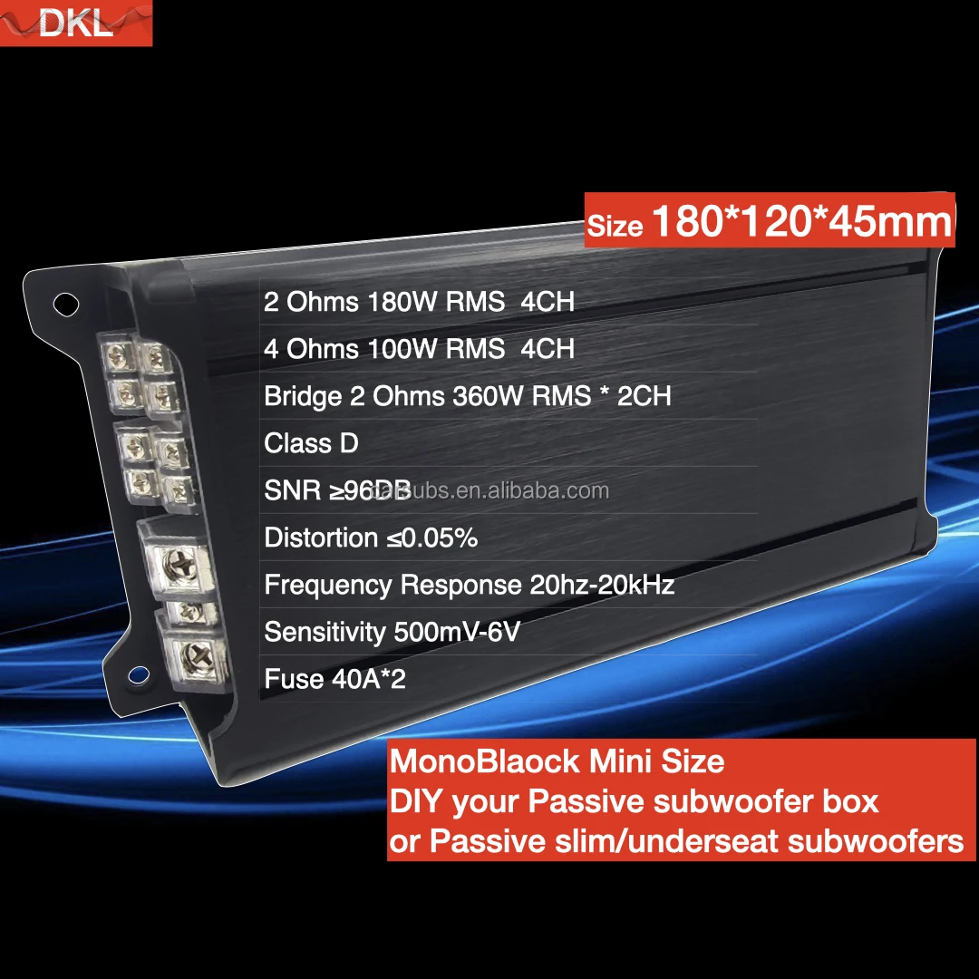 Car Audio Digital Amp 4 CH RMS 100W High Level RCA amplifier Full range Peak 4000W Class D Car Amplifier Monoblock