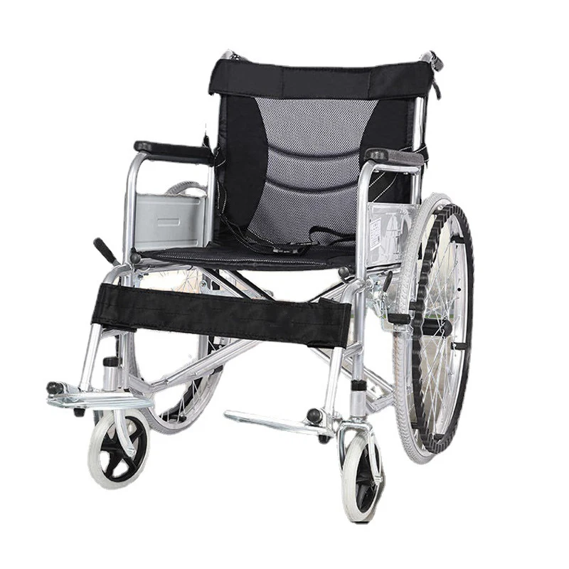 Manual Wheelchair Elderly Disabled Light Folding Comfortable Wheelchair Car With Free Inflatable Solid Tire