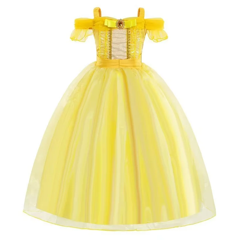 Party Birthday Clothes Yellow Kids Beauty the Beast Belle Belle Dresses up Princess Cosplay Costume for Girls Children