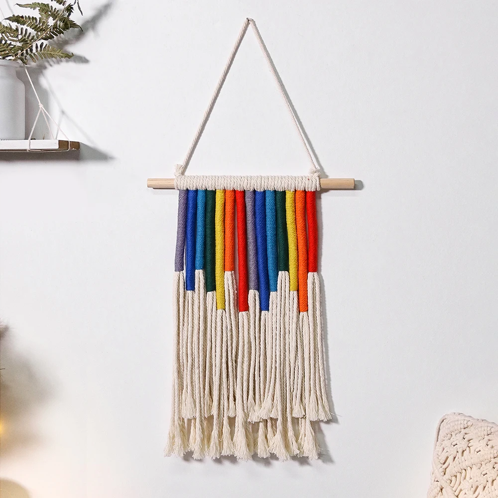 Christmas home decoration tapestries ins Nordic creative hand-woven handicrafts rainbow wall hanging