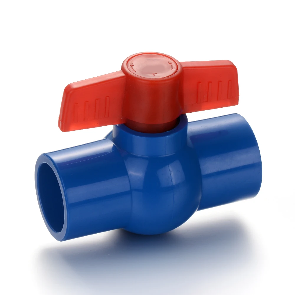 Red butterfly handle pvc  thread compact ball valve