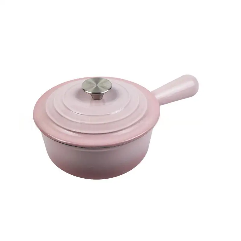 Custom logo Mini enamelled cast iron saucepan 16CM milk stockpot with handle oven Safe kitchen Cookware