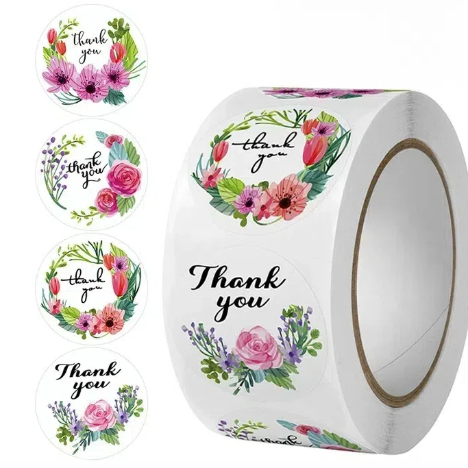 500 Pieces Wholesale 1.5 Inches Luxury Round Thankyou Label Thank You Roll Sticker For Our Small Business