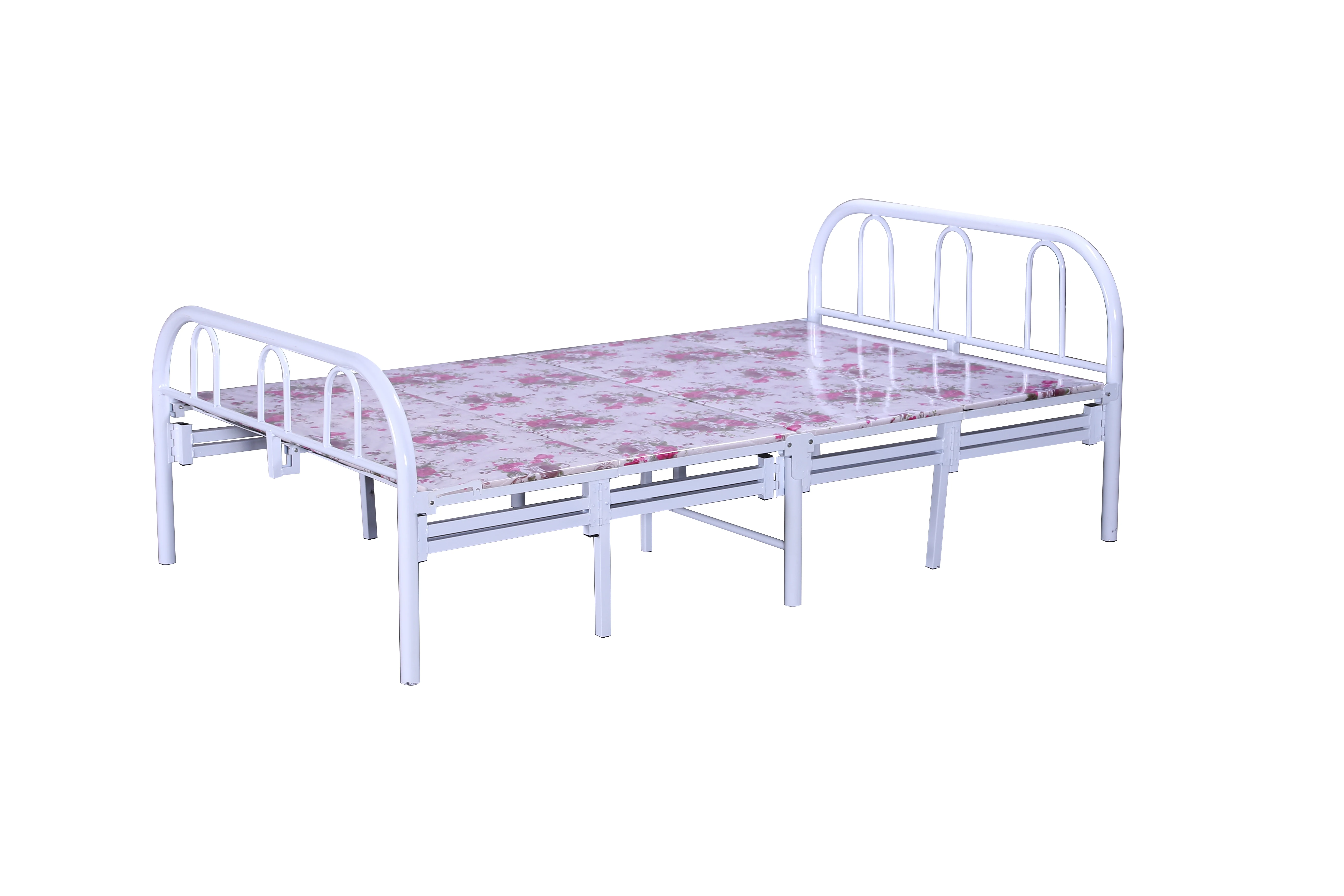 Factory cheap metal single bed frame sheet wrought iron bed steel single beds for Construction site worker staff dormitory
