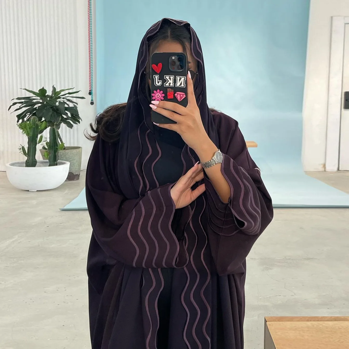 High Quality Muslim Autumn 2024 Dubai Turkey abaya exquisite Embroidered coat with Turban two pieces