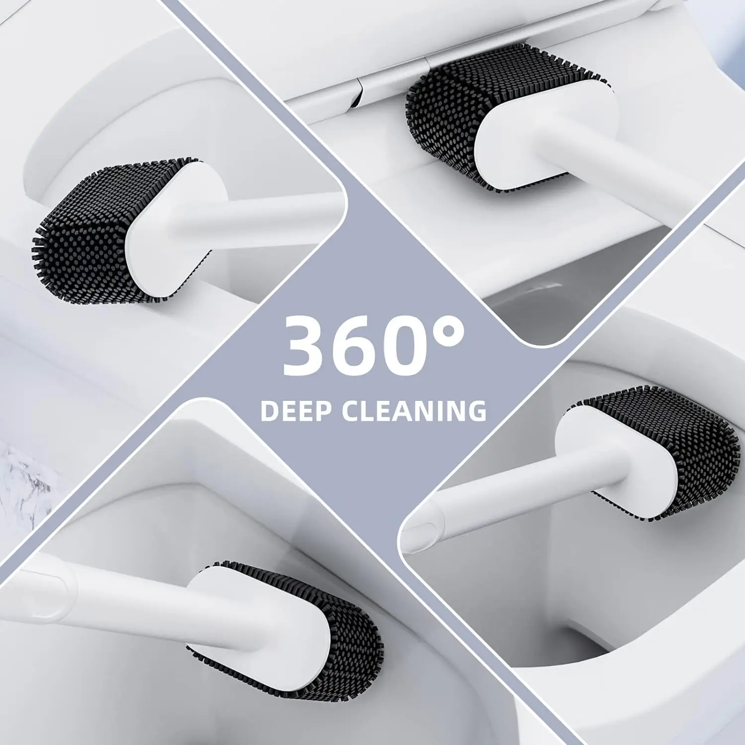 Toilet Brush, 2 Pack Toilet Bowl Brushes and Holder Set, Silicone Toilet Brush with Ventilation Holder for Deep Cleaning