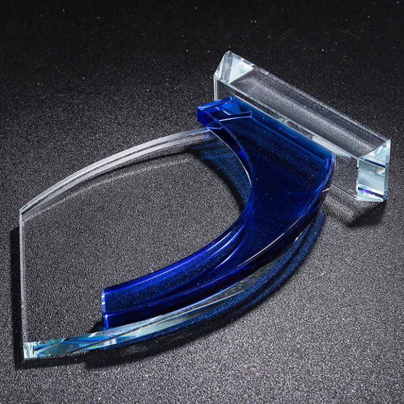 Guangzhou Wholesale Clear Blank Crystal Glass Award Trophy Custom 3d Laser Engraving Glass trophies medals plaques