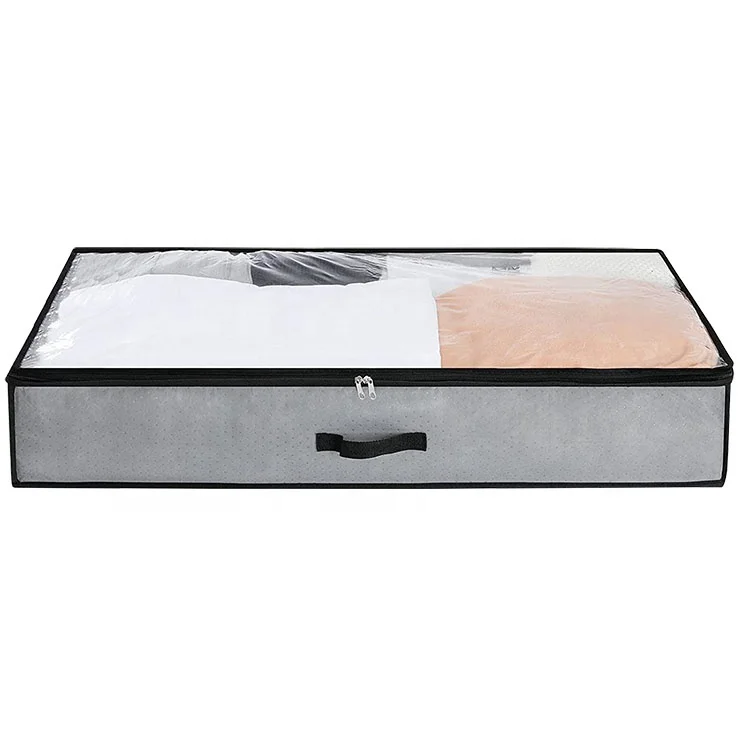 Foldable bamboo charcoal composite non woven bedding storage box under the bed