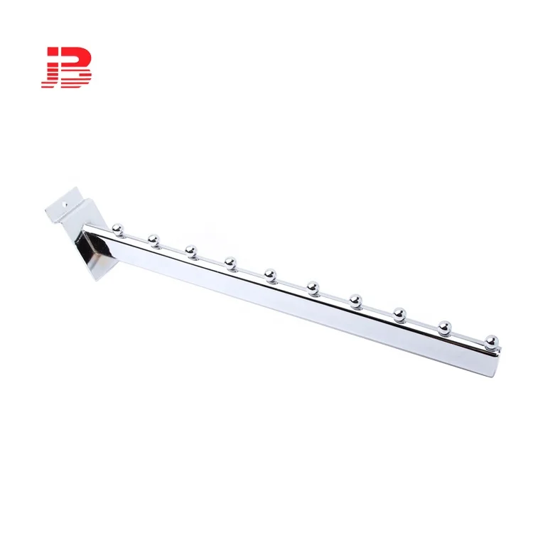 Sloped hook metal chrome bracket to the slatwall with  7 balls