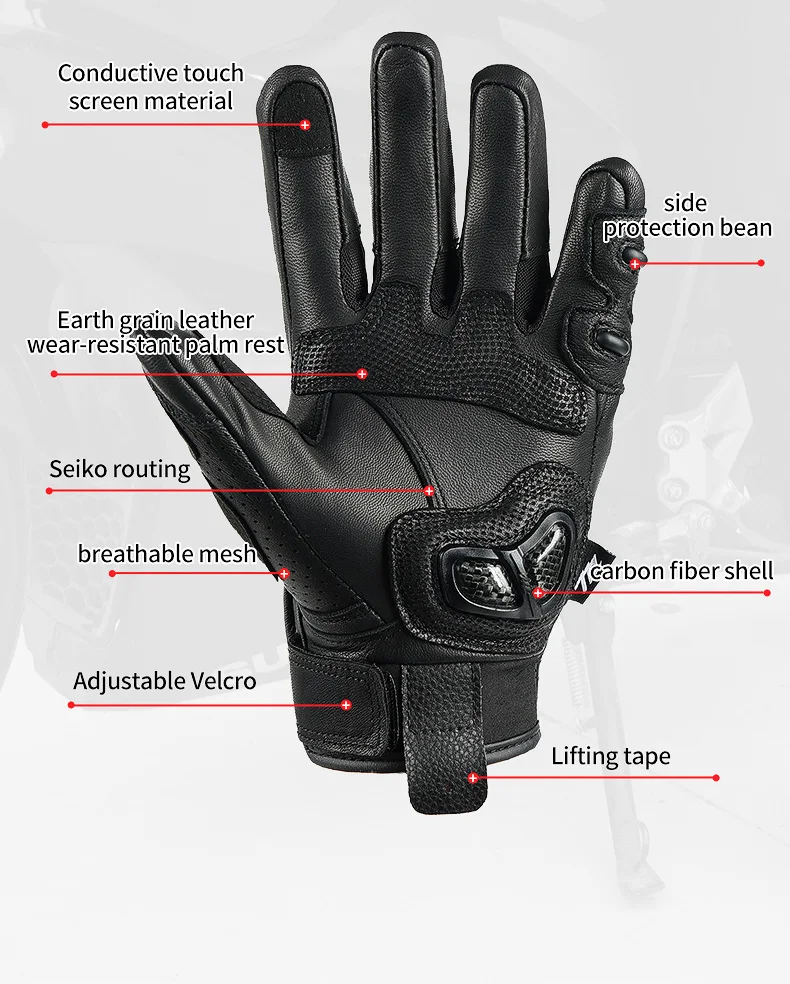 High quality NEW Motocross Gloves Men and women Original BMX ATV MX Impact Resistant Leather Motorbike Racing gloves