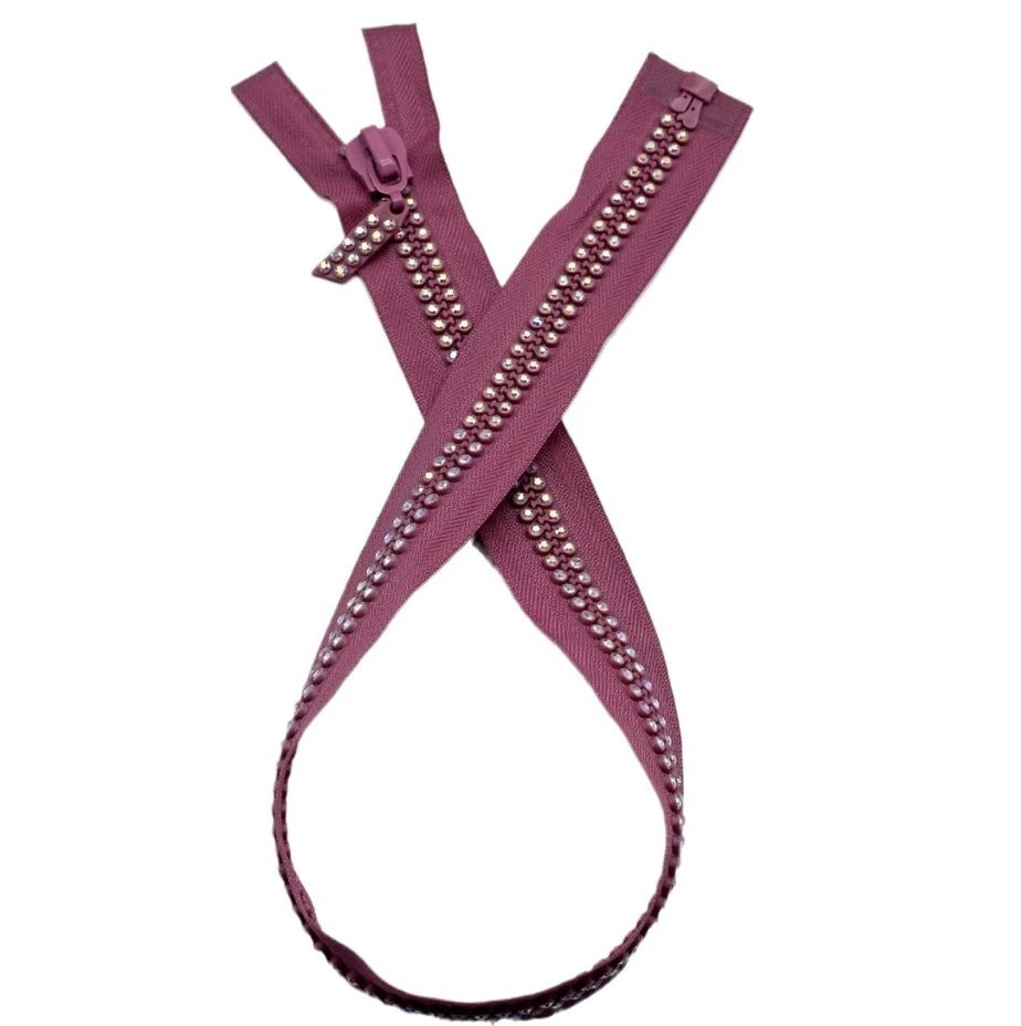 Dawei Wholesale #3 #5 #8 AB Diamond Zipper Rainbow Resin Zipper Close End With Auto Lock