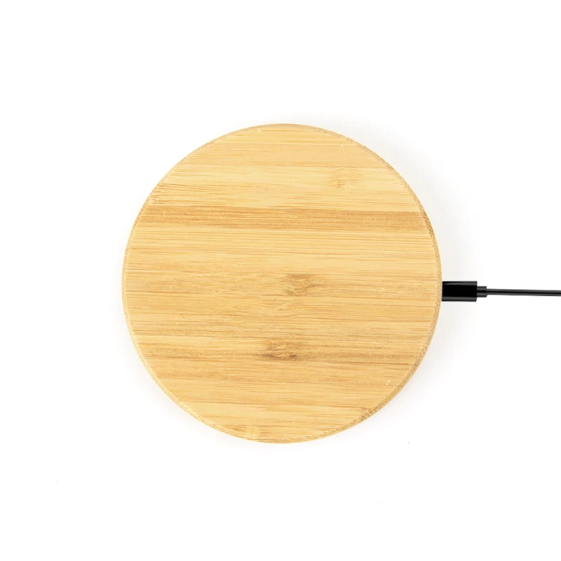New Round Shape Real Wooden Qi Portable Wireless Charger For Smart Phone